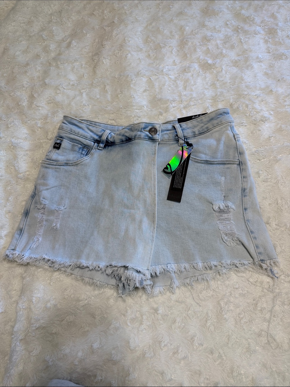 Derek Heart Light Blue Distressed Denim Shorts